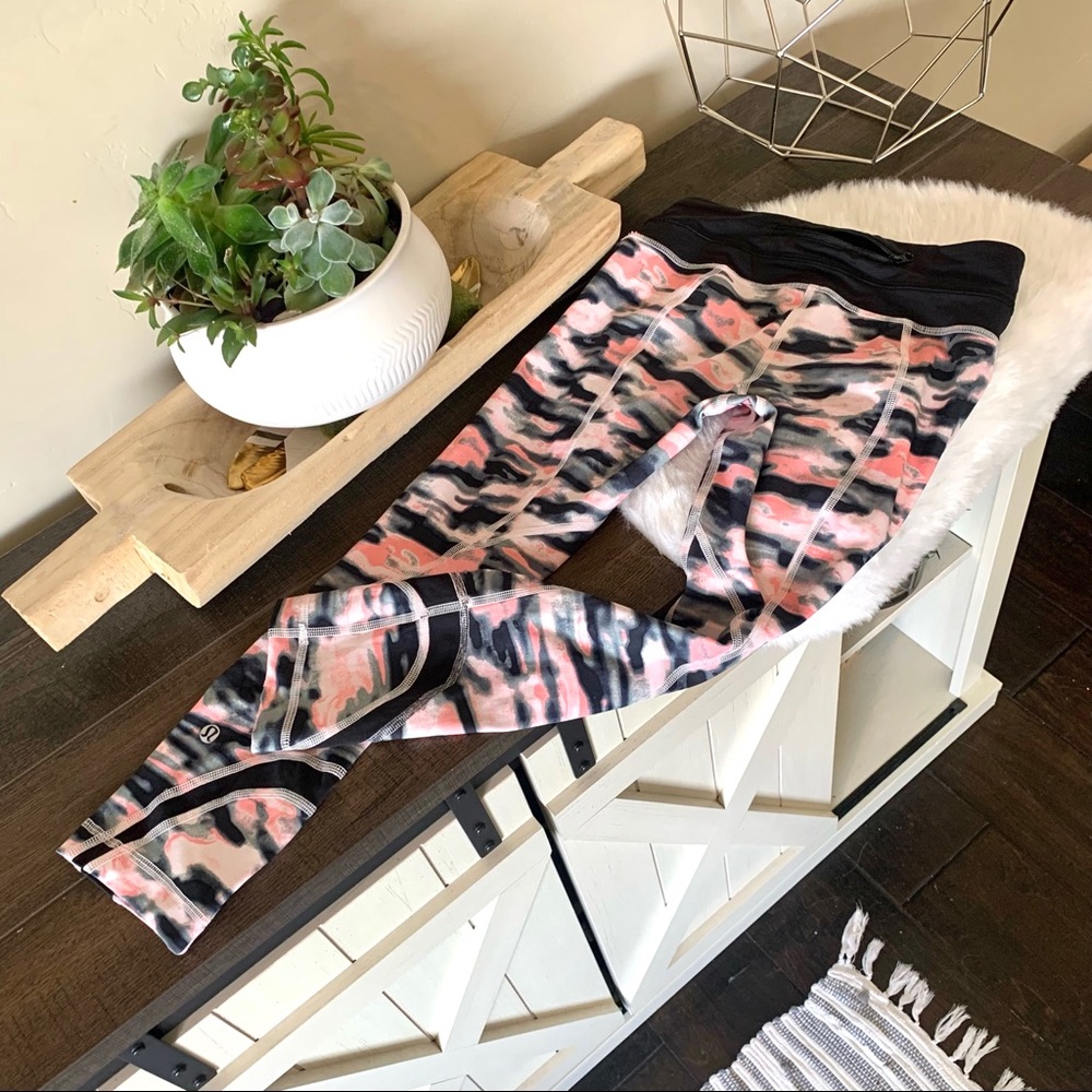 lululemon athletica Pink Black White Camo Leggings
